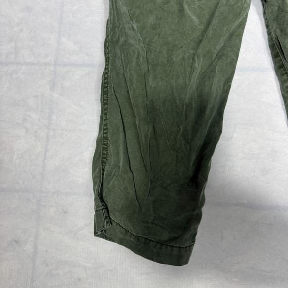 Loft Womens Cropped Jogger Pants Olive Green Drawstring Waist Pockets Size MP - Picture 9 of 16